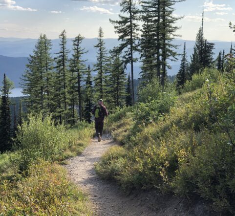 Hiker on Danny On Trail on Whitefish Mountain