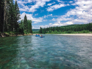 Rafting on Flathead River Near Whitefish MT in a great activity during the summer months in Montana