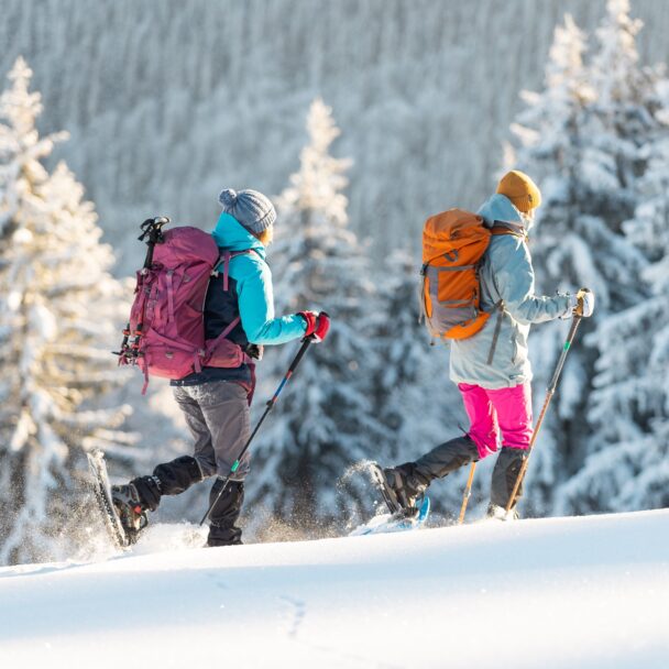 snowshoeing in Northwest Montana near Glacier National Park is a great winter time activity.
