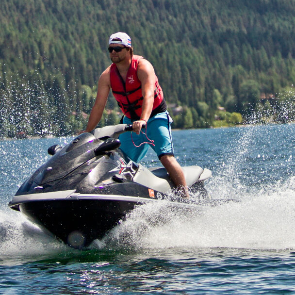 Jet skiing in a great summertime activity on Flathead Lake.